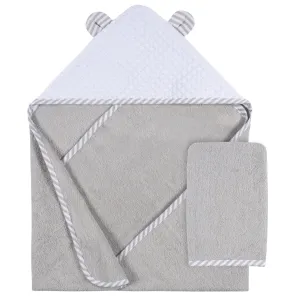 2-Piece Baby Boys Bear Hooded Towel and Washcloth Mitt Set