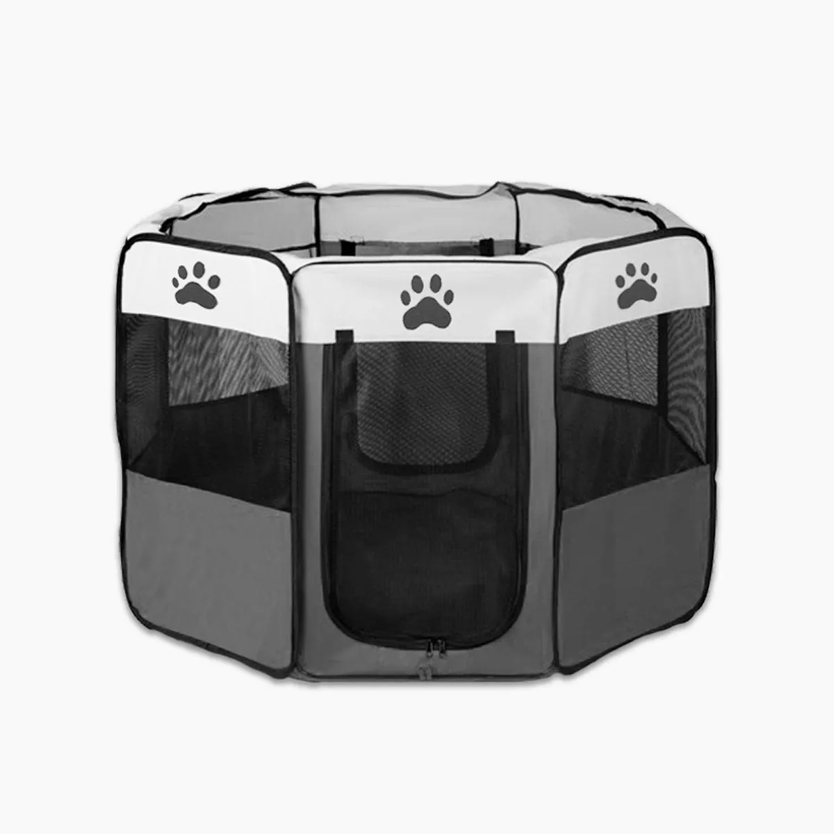 8 Panel Pet Dog Cat Crate Play Pen Bags Kennel Portable Tent Playpen Puppy Cage Medium Grey