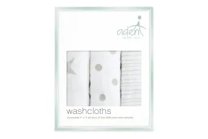 Aden and Anais - Aden by Anais - Wash Cloth Set - Dusty Stars Grey