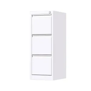 AOBABO 3 Drawer Vertical Metal File Cabinet with Lock for Home and Office, White