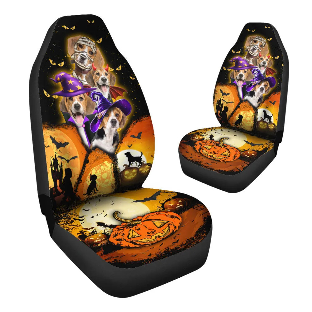 Beagle Halloween Pumpkin Scary Car Seat Covers