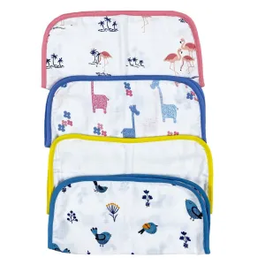 Birds & Animals Theme Baby Muslin Napkins- Pack of 4