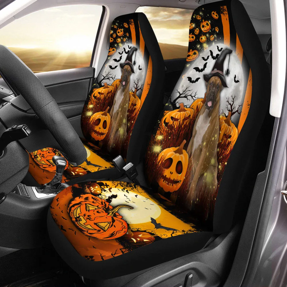 Boxer Halloween Pumpkin Scary Moon Car Seat Covers