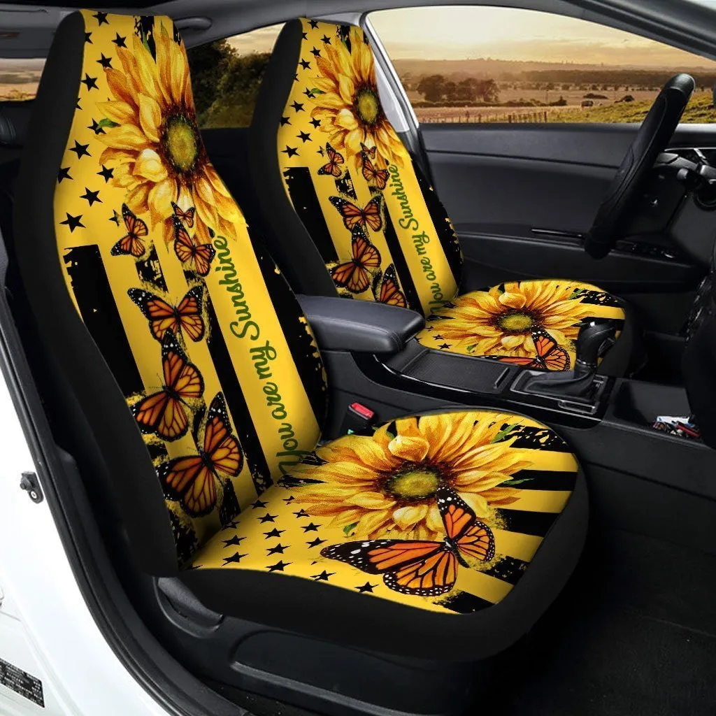 Butterfly Car Seat Covers Custom Yellow Sunflower Car Accessories