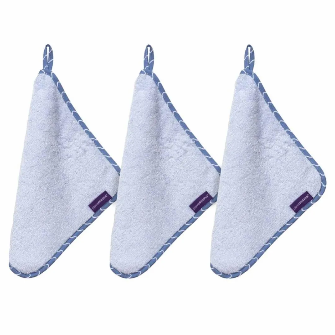 Clevamama Bamboo Baby Washcloth (Blue) (3pcs)