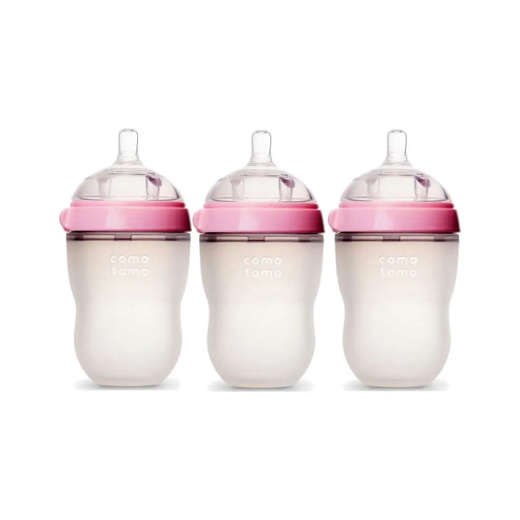 Comotomo Baby Bottle 8-Ounce/250 ml Kit, Pink, Pack of 3