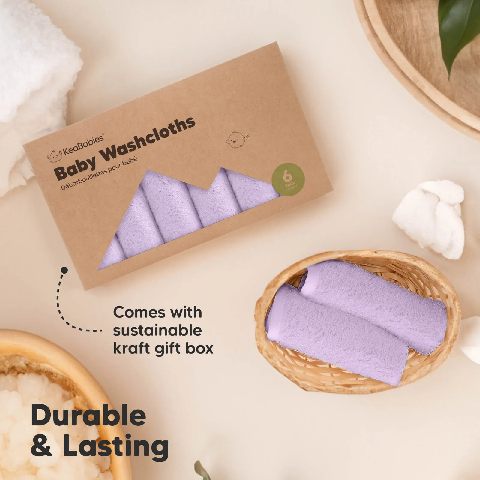 Deluxe Baby Washcloths (Soft Lilac)