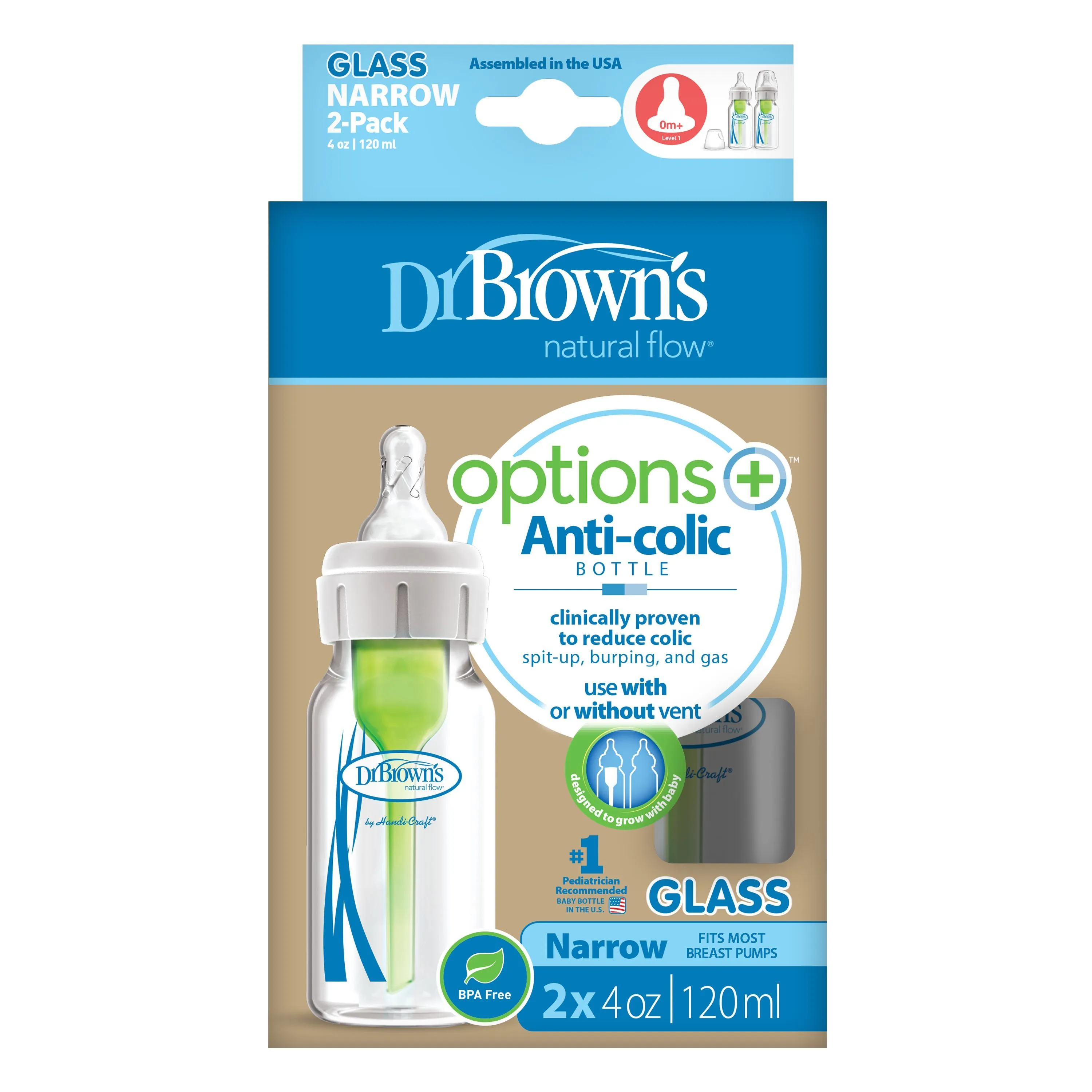 Dr. Brown's - Options  Anti-Colic Narrow Glass Bottles - 2pk/4oz