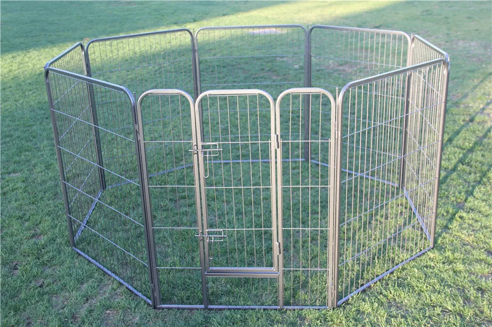 Heavy Duty 8-Panel Pet Exercise Playpen Fence w/ Cover