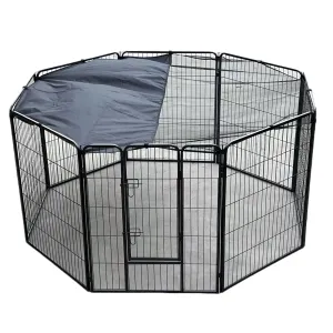 Heavy Duty 8-Panel Pet Exercise Playpen Fence w/ Cover