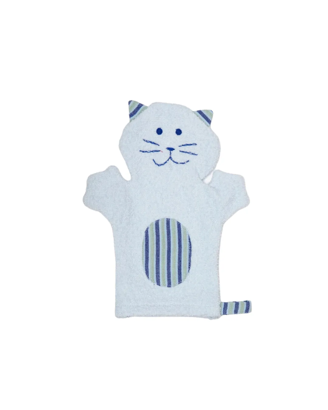 Kitty Puppet Washcloth Blue