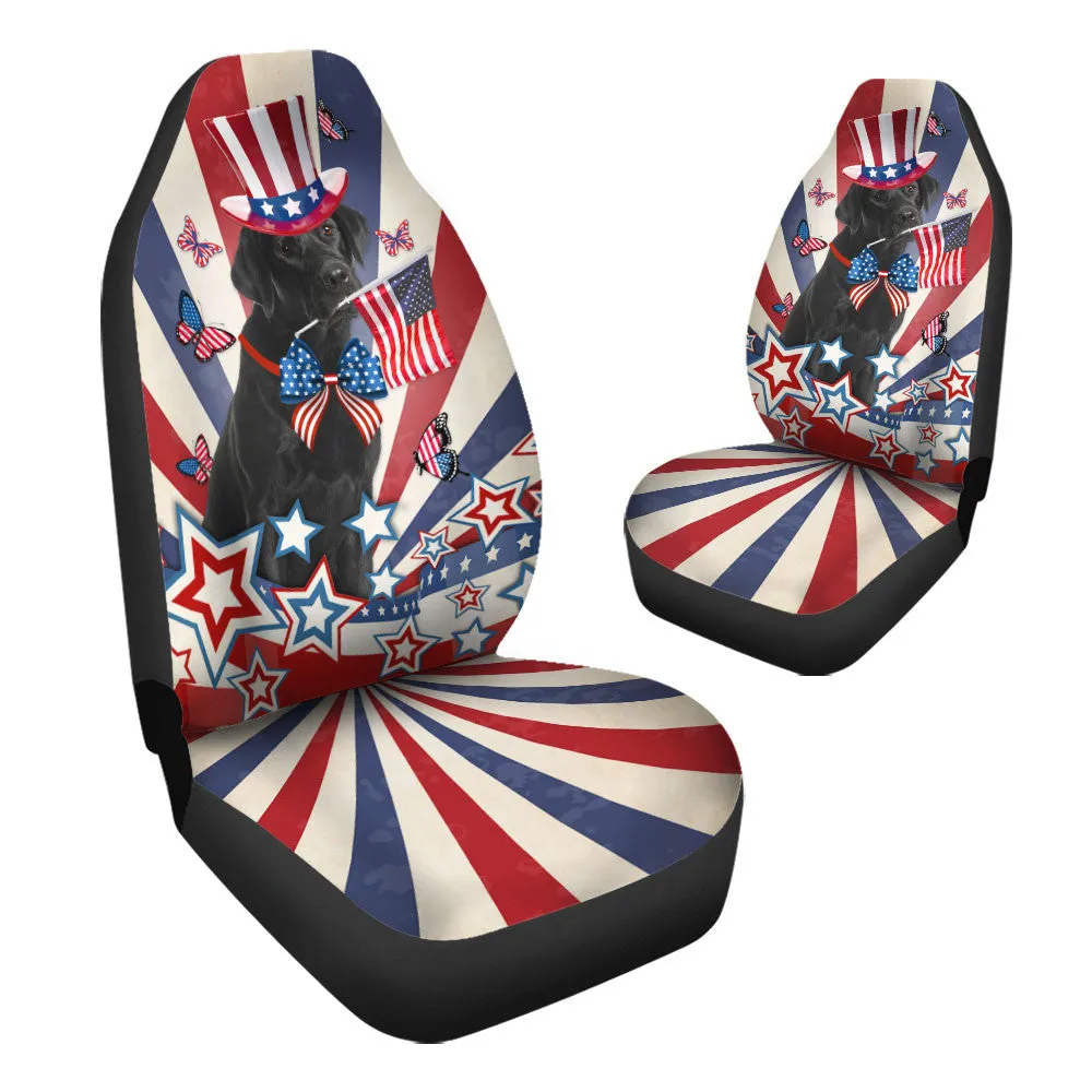 Labrador Retriever Inside American Flag Car Seat Covers