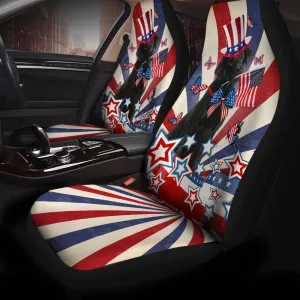 Labrador Retriever Inside American Flag Car Seat Covers