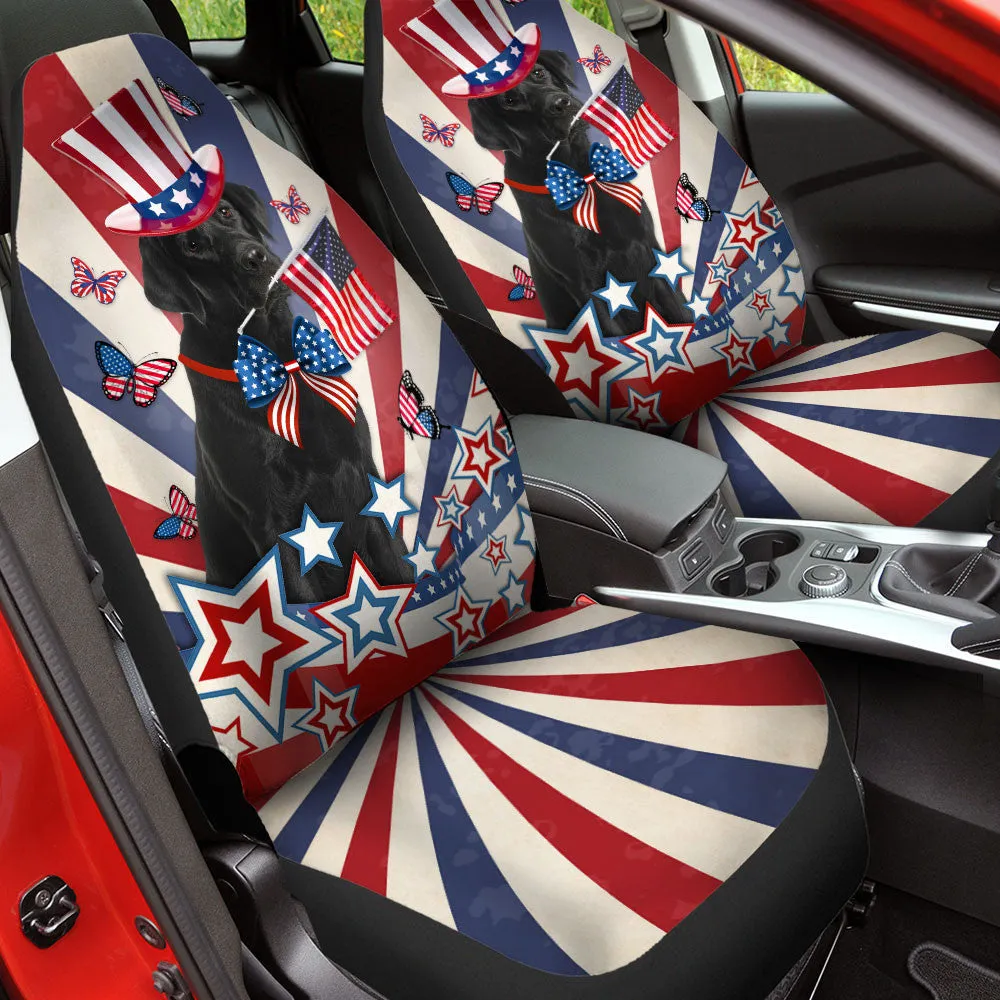 Labrador Retriever Inside American Flag Car Seat Covers