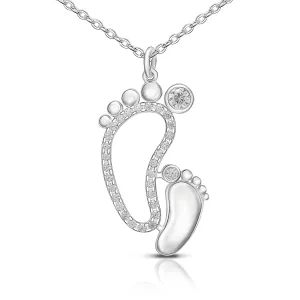 Mom and Baby Feet Necklace Sterling Silver