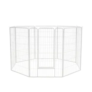 Petzly Dog Playpen Puppy Exercise Cage Pet Cage Enclosure 8 Panel 80x120CM White