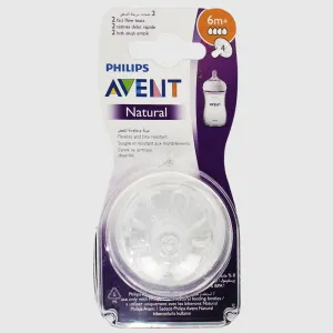 Philips Avent Natural Teats Fast Flow 6m , 2 Pieces