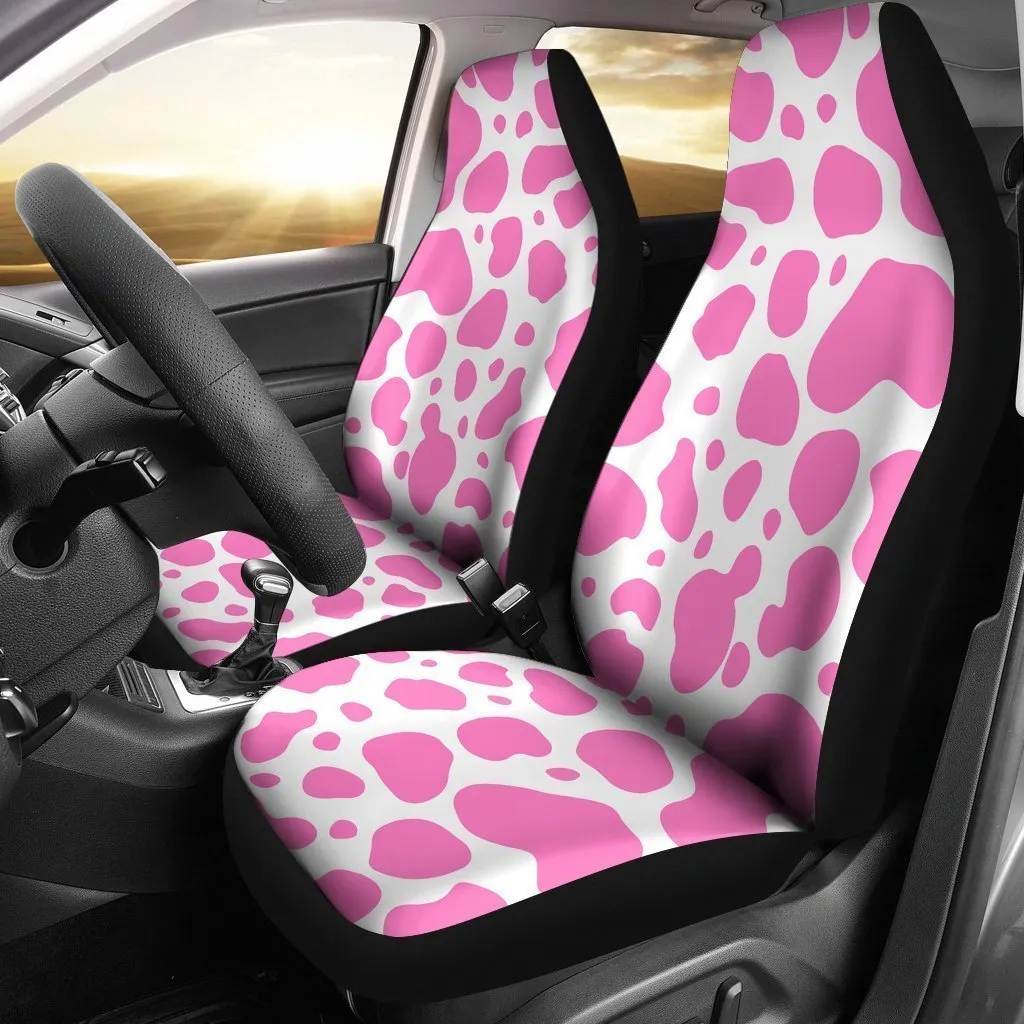 Pink And White Cow Print Universal Fit Car Seat Covers