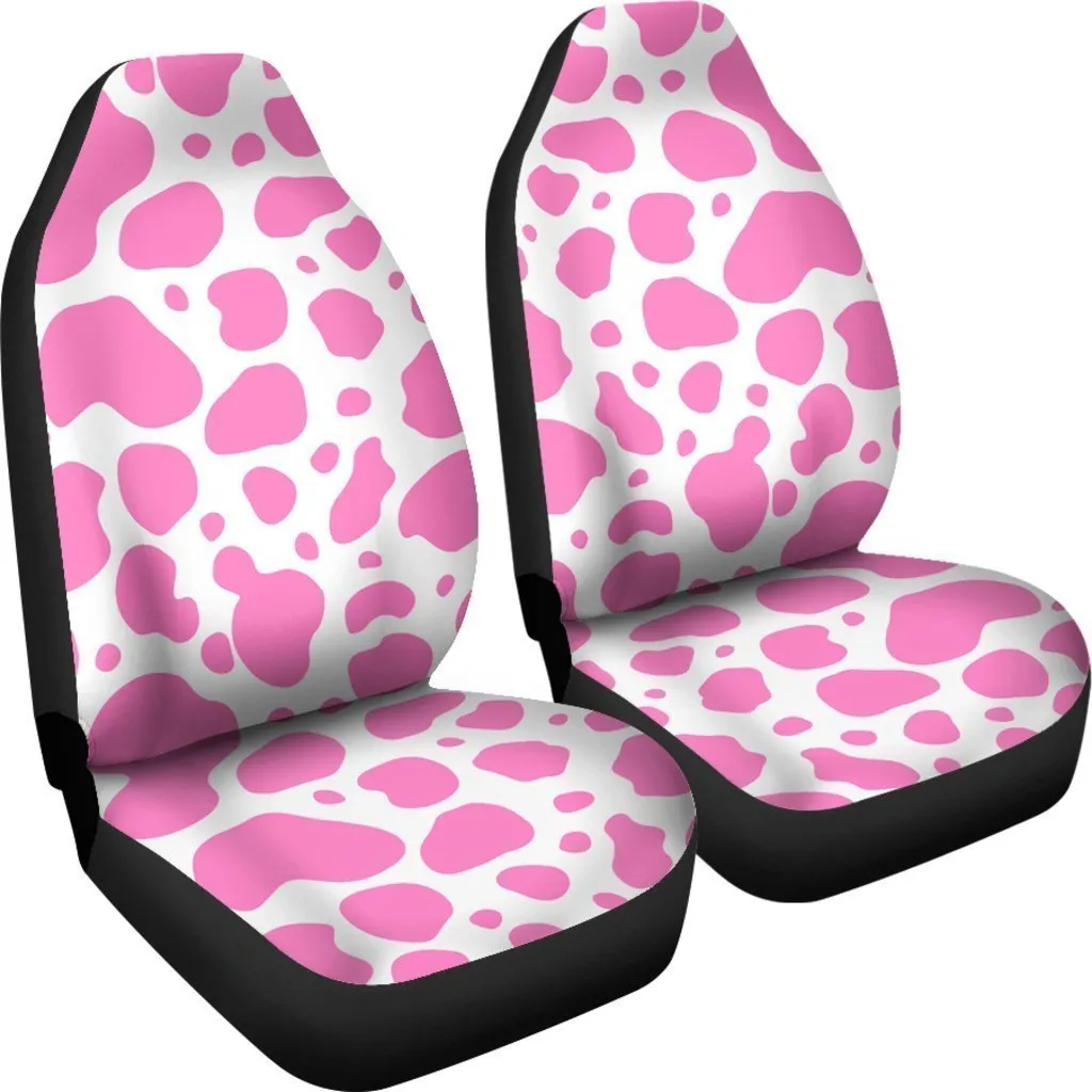 Pink And White Cow Print Universal Fit Car Seat Covers