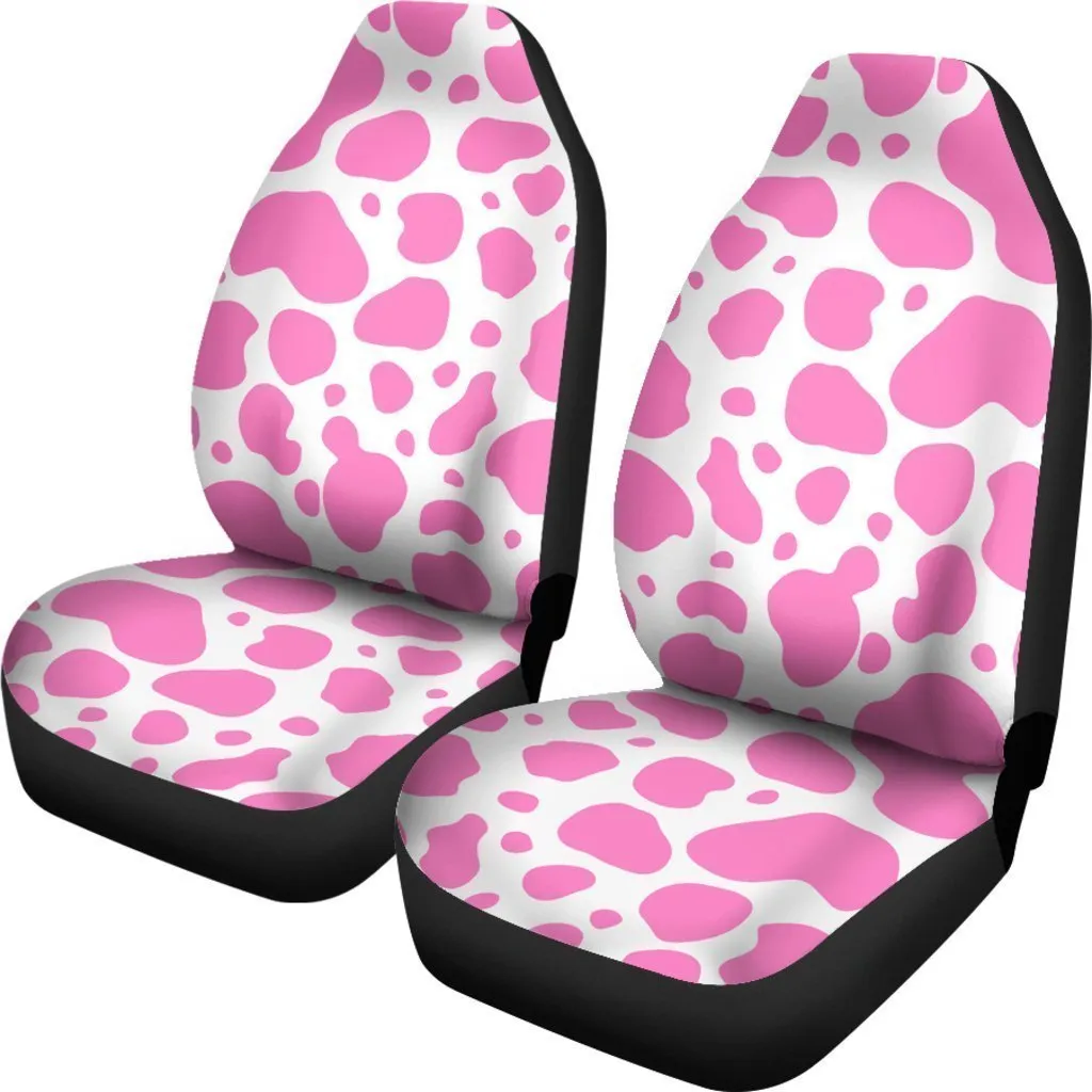 Pink And White Cow Print Universal Fit Car Seat Covers