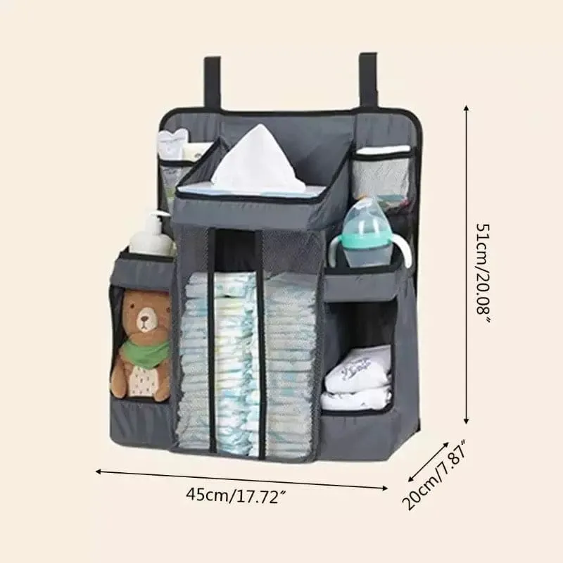 Portable Baby Bed Hanging Storage Bag, Diaper Stacker and Crib Organizer, Infant Crib Bedding Set Organizer, Baby Crib Storage Bag, Diaper Hanging Multifunctional Care Sorting Case