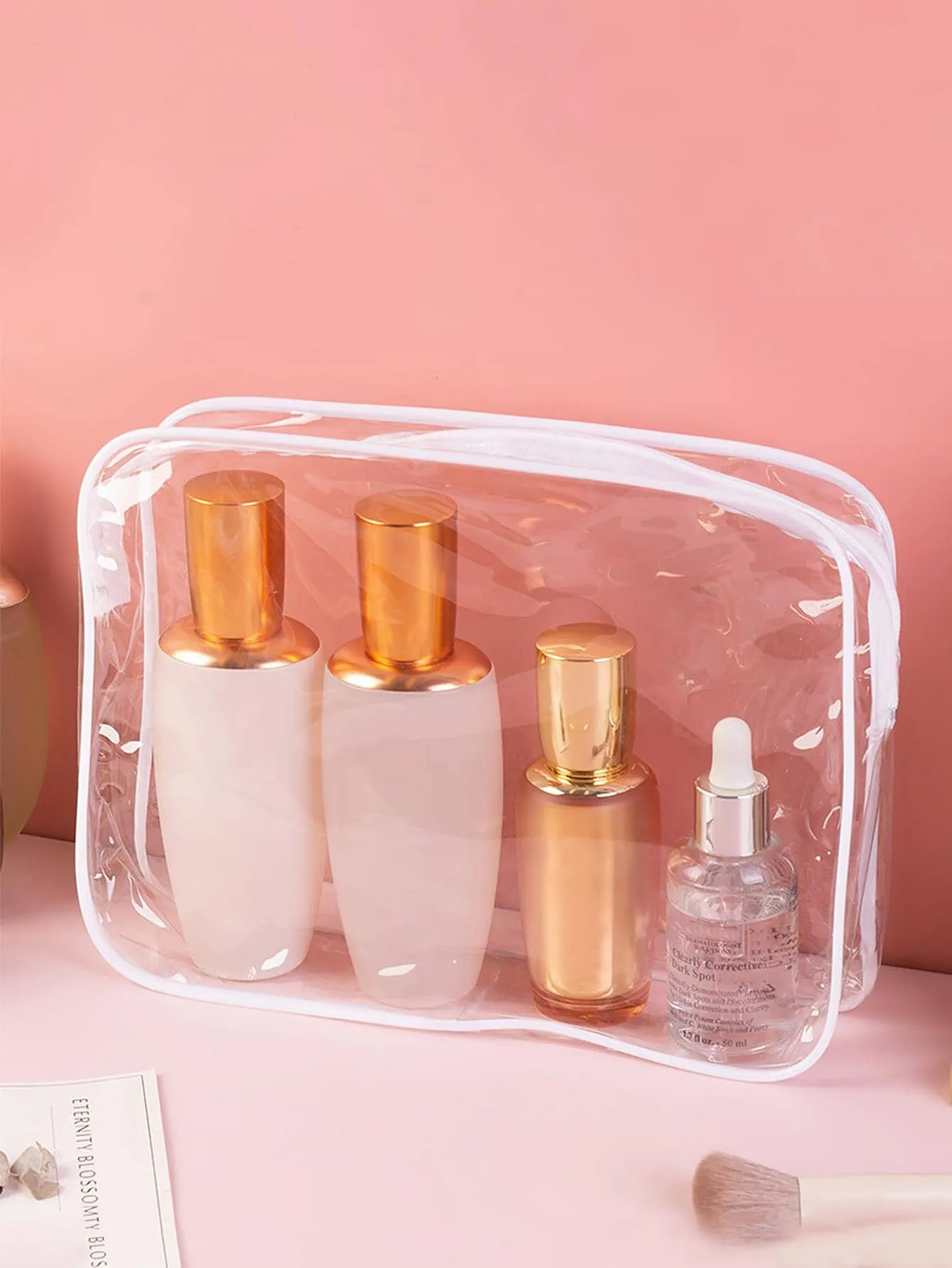 PVC Travel Clear Toiletry Bag Transparent Portable Makeup Bag Cosmetic Organizer