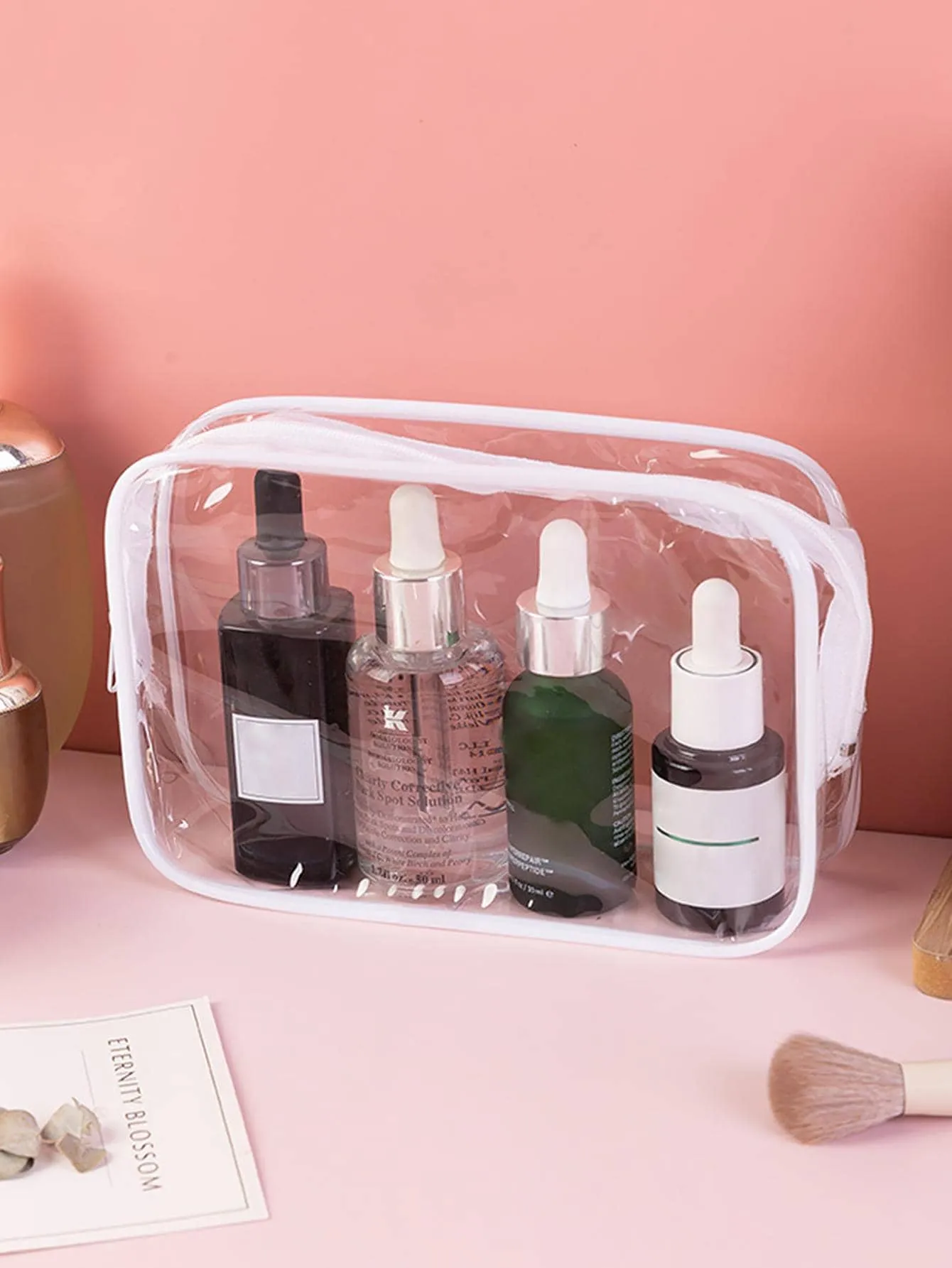 PVC Travel Clear Toiletry Bag Transparent Portable Makeup Bag Cosmetic Organizer