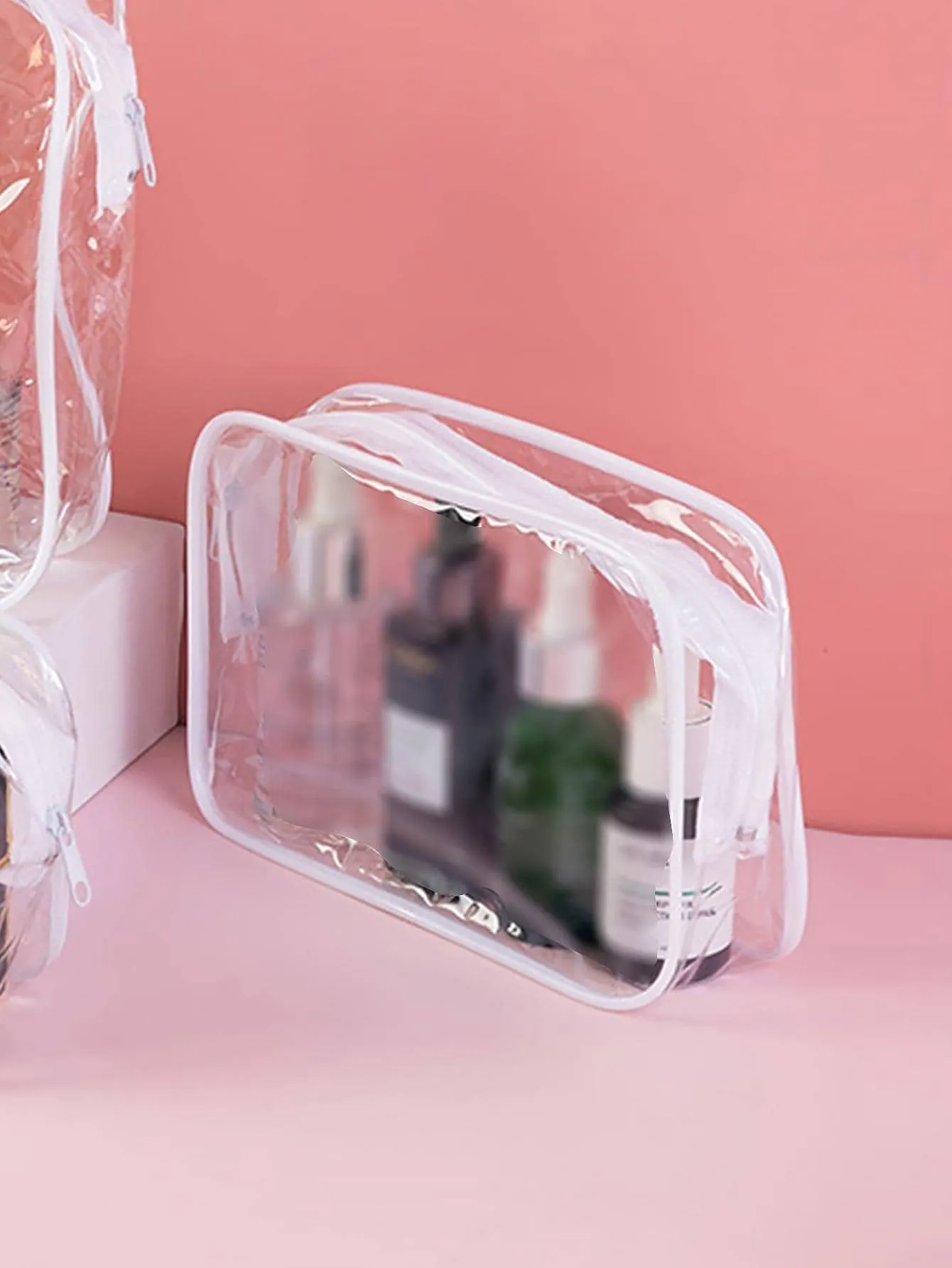 PVC Travel Clear Toiletry Bag Transparent Portable Makeup Bag Cosmetic Organizer