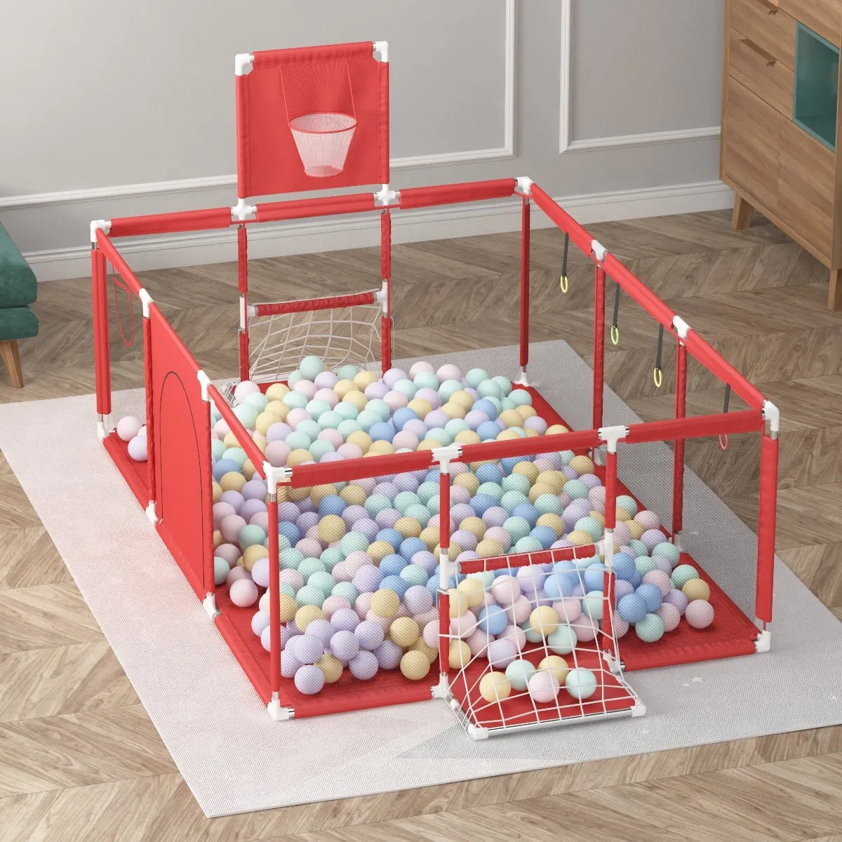 Rectangle Safety Playpen Basketball and Football Arena for Kids