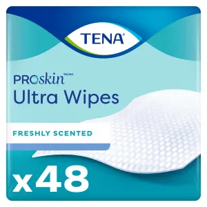 TENA Ultra Washcloth, Premoistened Wipe, Scented, 48 Count