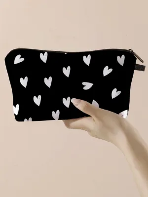 White Hearts Makeup Bag Cosmetic Organizer Toiletries Bag Makeup Organizer Zip